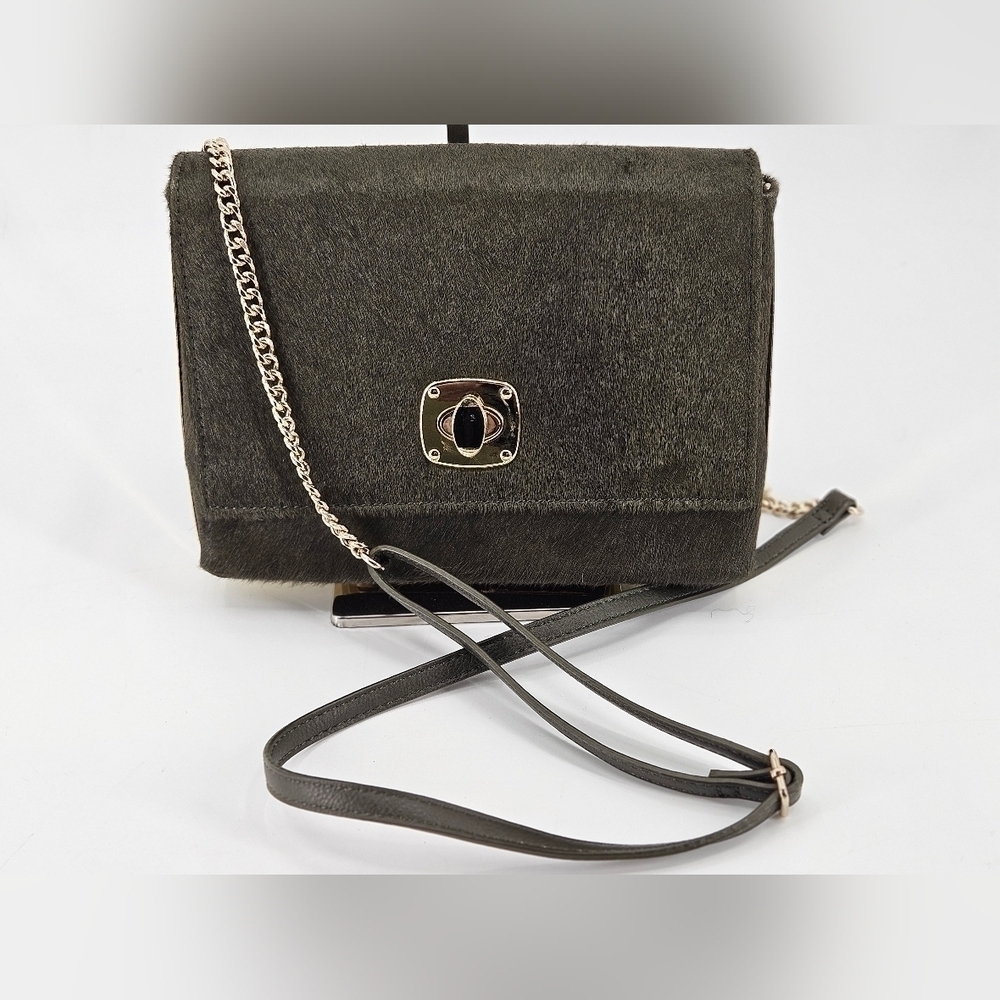 Vintage Gianni Bini OLIVE GREEN Calf Fur Purse Bag Handbag